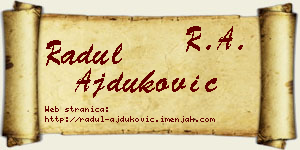Radul Ajduković vizit kartica